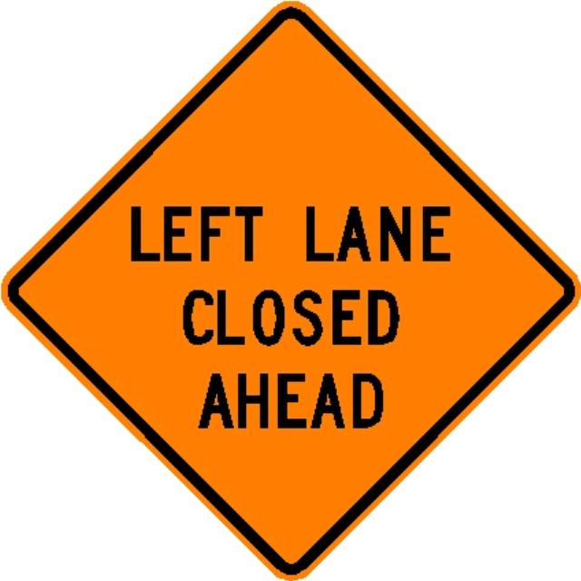 Where to find sign left lane closed w overlay in Seattle